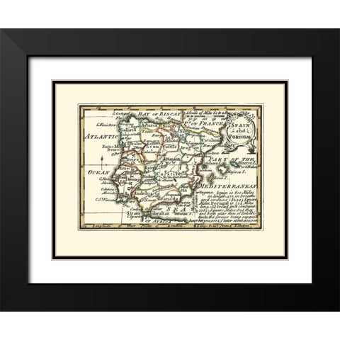 Spain Portugal - Gibson 1758 Black Modern Wood Framed Art Print with Double Matting by Gibson