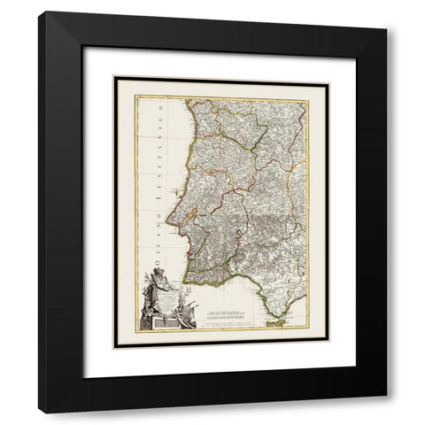 Spain Portugal - Lattre 1780 Black Modern Wood Framed Art Print with Double Matting by Lattre