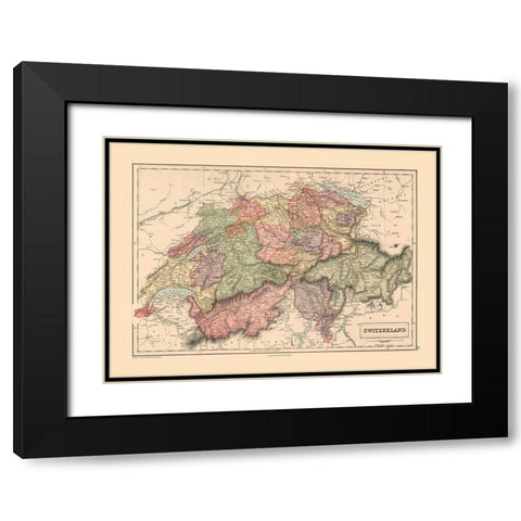 Switzerland - Black 1867 Black Modern Wood Framed Art Print with Double Matting by Black