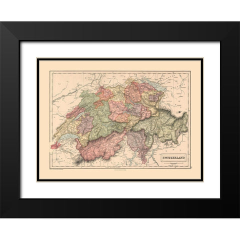 Switzerland - Black 1867 Black Modern Wood Framed Art Print with Double Matting by Black