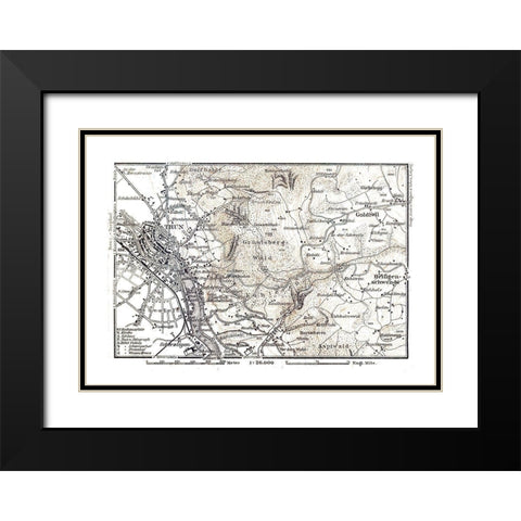 Thun Region Switzerland - Baedeker 1921 Black Modern Wood Framed Art Print with Double Matting by Baedeker