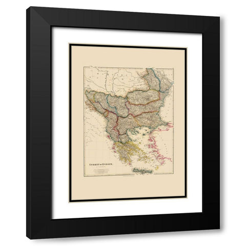 Europe Turkey - Arrowsmith 1844 Black Modern Wood Framed Art Print with Double Matting by Arrowsmith