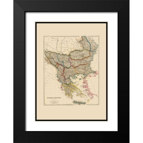 Europe Turkey - Arrowsmith 1844 Black Modern Wood Framed Art Print with Double Matting by Arrowsmith