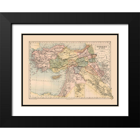 Asia Turkey - Black 1867 Black Modern Wood Framed Art Print with Double Matting by Black