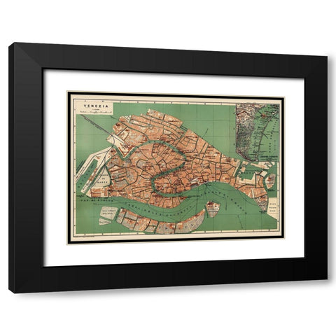Venice Italy - Baedeker 1886 Black Modern Wood Framed Art Print with Double Matting by Baedeker