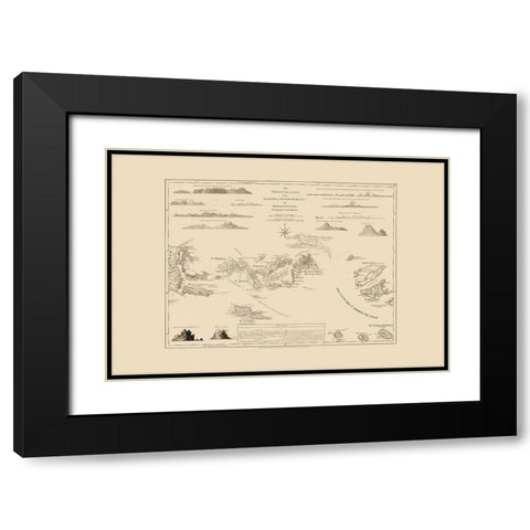 Virgin Islands - Jefferys 1775 Black Modern Wood Framed Art Print with Double Matting by Jefferys