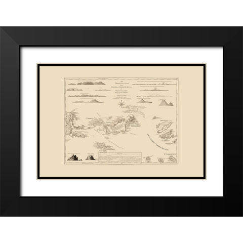 Virgin Islands - Jefferys 1775 Black Modern Wood Framed Art Print with Double Matting by Jefferys