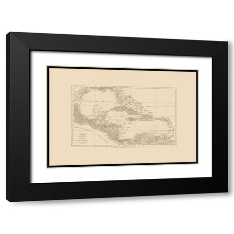 Chart West Indies Caribbean - Sayer 1775 Black Modern Wood Framed Art Print with Double Matting by Sayer