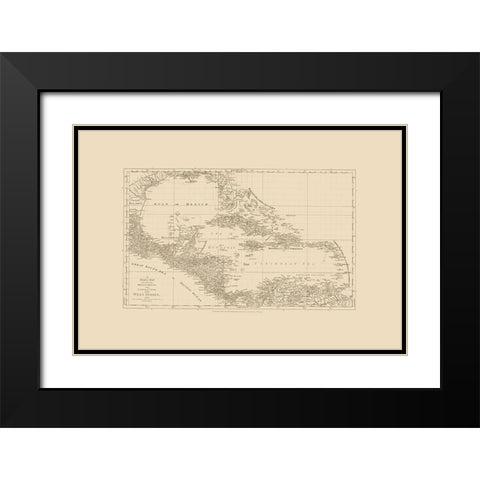 Chart West Indies Caribbean - Sayer 1775 Black Modern Wood Framed Art Print with Double Matting by Sayer