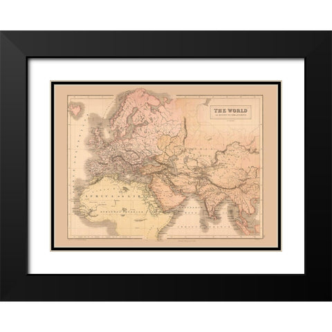 Ancient Europe Asia Africa - Black 1867 Black Modern Wood Framed Art Print with Double Matting by Black