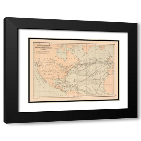 Telegraph Lines Europe America - Black 1867 Black Modern Wood Framed Art Print with Double Matting by Black