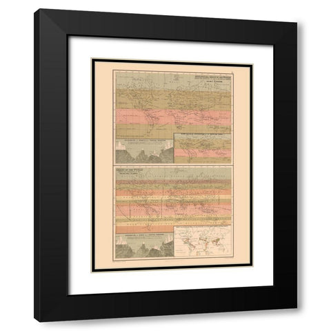 Zoological Chart World - Black 1867 Black Modern Wood Framed Art Print with Double Matting by Black
