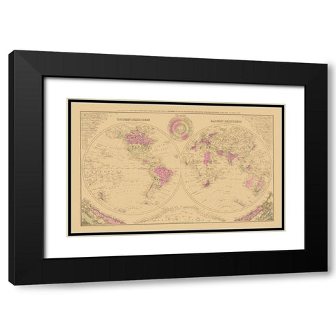 Western Eastern Hemisphere - Gray Black Modern Wood Framed Art Print with Double Matting by Gray