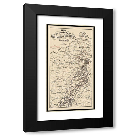 Cincinnati Southern Railway - Strobridge 1873 Black Modern Wood Framed Art Print with Double Matting by Strobridge