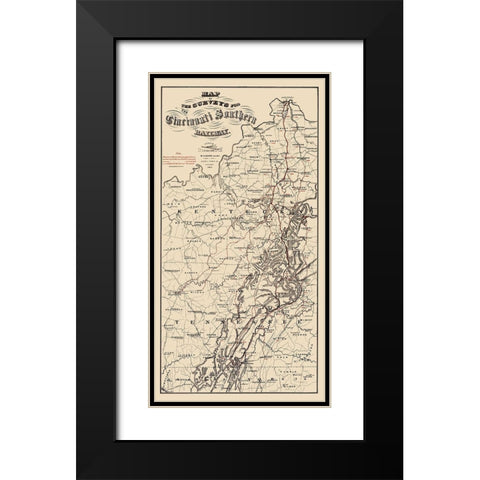 Cincinnati Southern Railway - Strobridge 1873 Black Modern Wood Framed Art Print with Double Matting by Strobridge