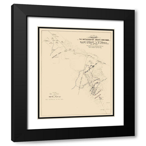 Logans Cross Roads Kentucky Battlefield - Michler 1862 Black Modern Wood Framed Art Print with Double Matting by Michler