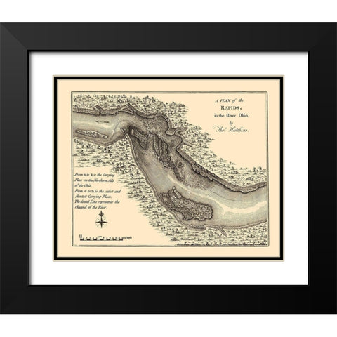 Ohio River Rapids Plan - Hutchins 1778 Black Modern Wood Framed Art Print with Double Matting by Hutchins