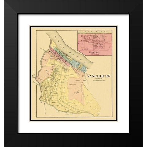 Vanceburg, Concord Kentucky Landowner - Hayes Black Modern Wood Framed Art Print with Double Matting by Hayes