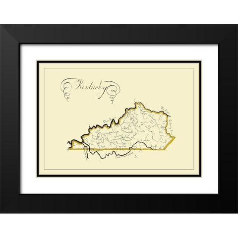 Kentucky - Henshaw 1823 Black Modern Wood Framed Art Print with Double Matting by Henshaw