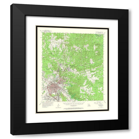 Alexandria Louisiana Quad - USGS 1957 Black Modern Wood Framed Art Print with Double Matting by USGS