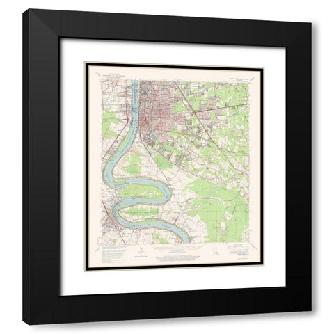 Baton Rouge Louisiana Quad - USGS 1963 Black Modern Wood Framed Art Print with Double Matting by USGS