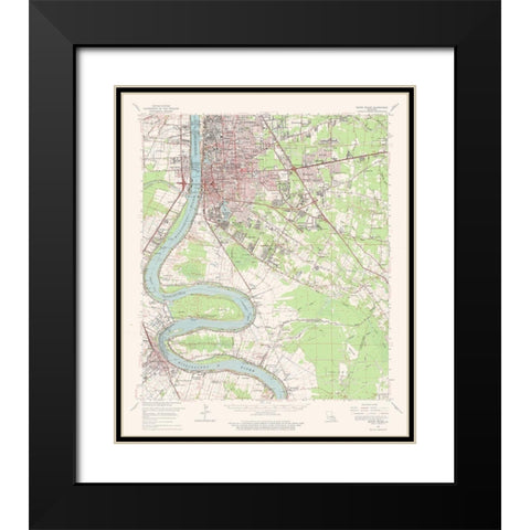 Baton Rouge Louisiana Quad - USGS 1963 Black Modern Wood Framed Art Print with Double Matting by USGS