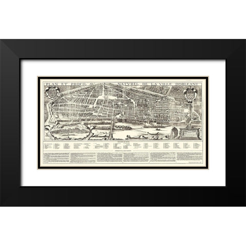 Orleans City Planning France - Jacob 1849 Black Modern Wood Framed Art Print with Double Matting by Jacob