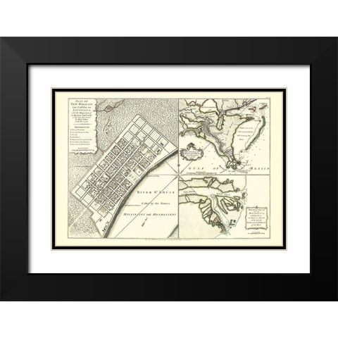 New Orleans Louisiana - Jefferys 1759 Black Modern Wood Framed Art Print with Double Matting by Jefferys