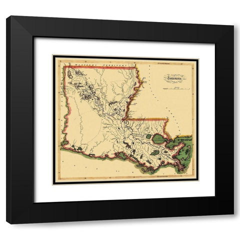 Louisiana - 1814 Black Modern Wood Framed Art Print with Double Matting by Carey