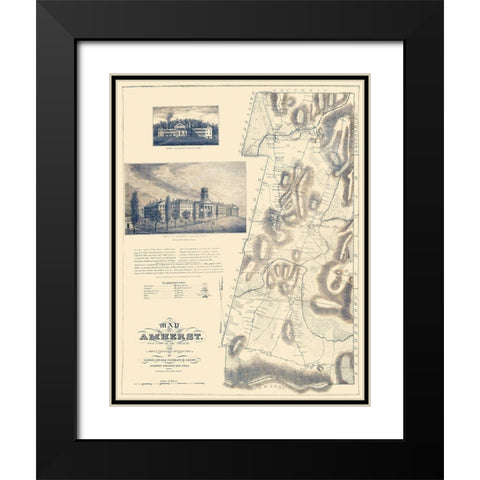 Amherst Massachusetts Landowner - Gray 1833 Black Modern Wood Framed Art Print with Double Matting by Gray