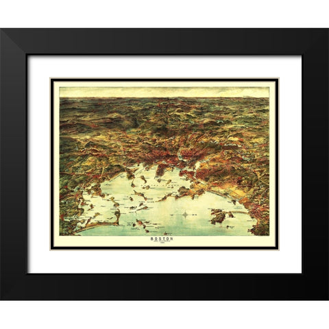 Boston Massachusetts - Walker 1905 Black Modern Wood Framed Art Print with Double Matting by Walker