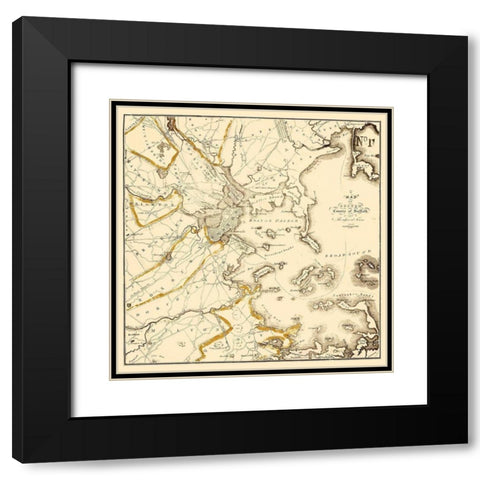 Boston Suffolk Massachusetts - Bowen 1830 Black Modern Wood Framed Art Print with Double Matting by Bowen