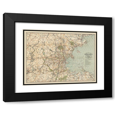 Boston Massachusetts - Walker 1905 Black Modern Wood Framed Art Print with Double Matting by Walker