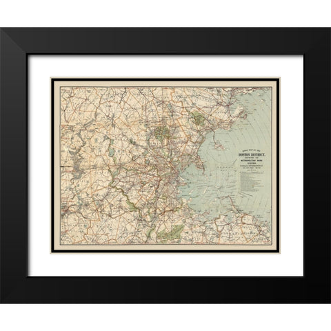 Boston Massachusetts - Walker 1905 Black Modern Wood Framed Art Print with Double Matting by Walker
