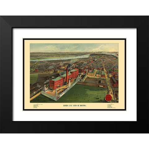 Boston Massachusetts - Walker 1902 Black Modern Wood Framed Art Print with Double Matting by Walker