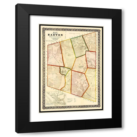 Easton Massachusetts - Mayer 1856 Black Modern Wood Framed Art Print with Double Matting by Mayer