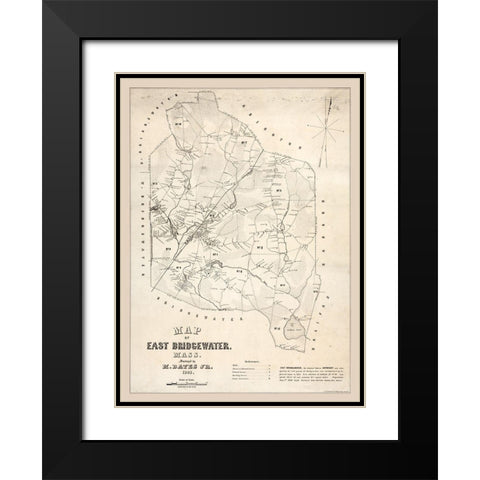East Bridgewater Massachusetts - Bates 1848 Black Modern Wood Framed Art Print with Double Matting by Bates