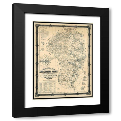 Anne Arundel Maryland Landowner - Wagner 1860 Black Modern Wood Framed Art Print with Double Matting by Wagner