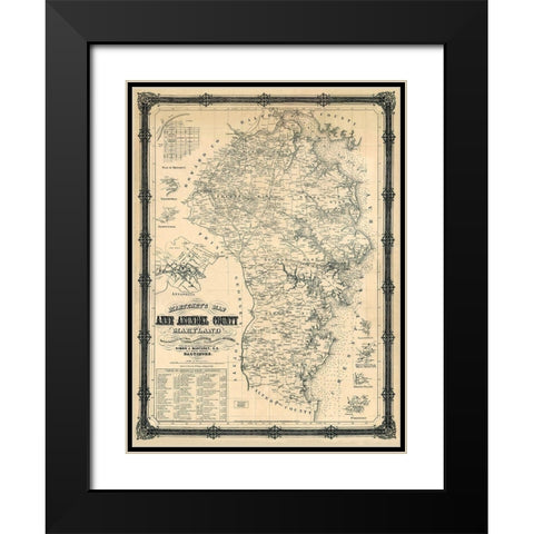 Anne Arundel Maryland Landowner - Wagner 1860 Black Modern Wood Framed Art Print with Double Matting by Wagner