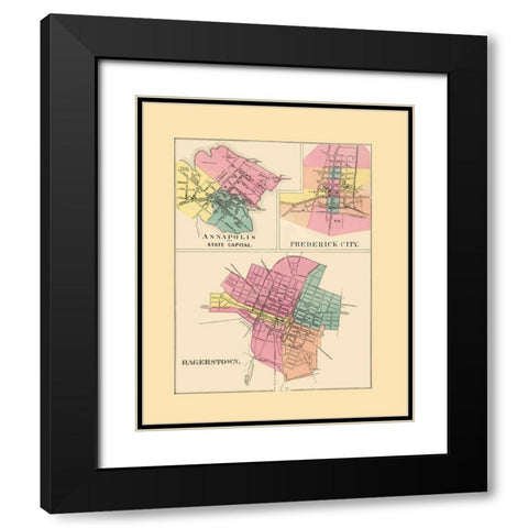Annapolis, Frederick City, Hagerstown Maryland Black Modern Wood Framed Art Print with Double Matting by Stedman