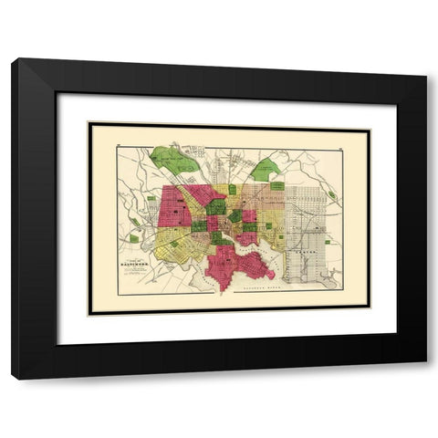 Baltimore Maryland - Stedman 1873 Black Modern Wood Framed Art Print with Double Matting by Stedman