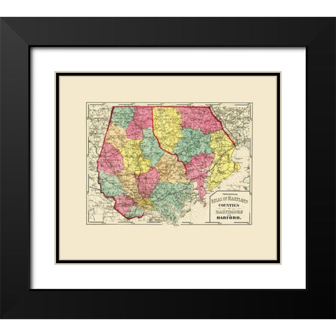 Baltimore Harford Maryland - Stedman 1873 Black Modern Wood Framed Art Print with Double Matting by Stedman