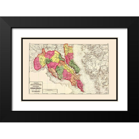 Calvert Charles St Marys Maryland - Stedman 1873 Black Modern Wood Framed Art Print with Double Matting by Stedman