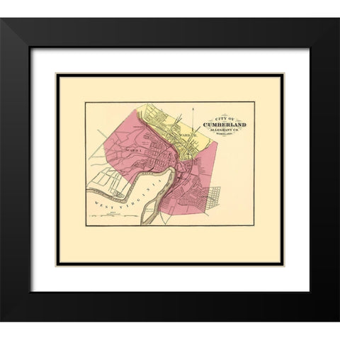 Cumberland Maryland - Stedman 1873 Black Modern Wood Framed Art Print with Double Matting by Stedman