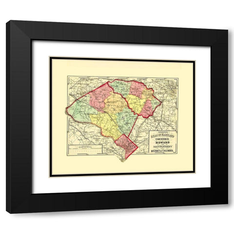 Howard Montgomery Counties Maryland - Gray 1873 Black Modern Wood Framed Art Print with Double Matting by Gray