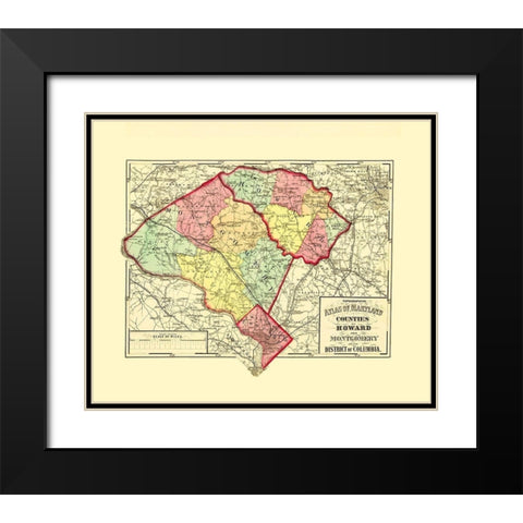 Howard Montgomery Counties Maryland - Gray 1873 Black Modern Wood Framed Art Print with Double Matting by Gray