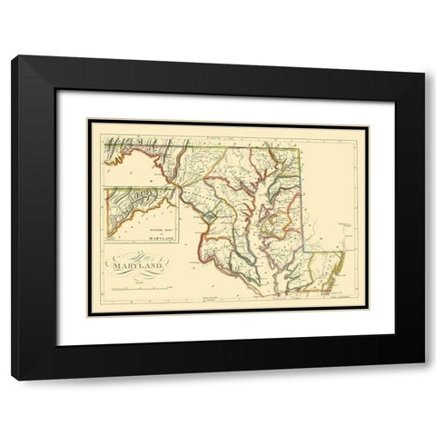 Maryland - Carey 1814 Black Modern Wood Framed Art Print with Double Matting by Carey