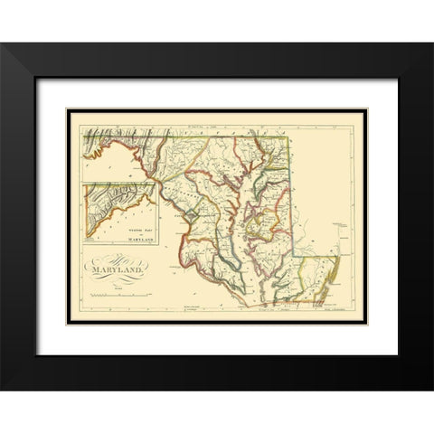 Maryland - Carey 1814 Black Modern Wood Framed Art Print with Double Matting by Carey