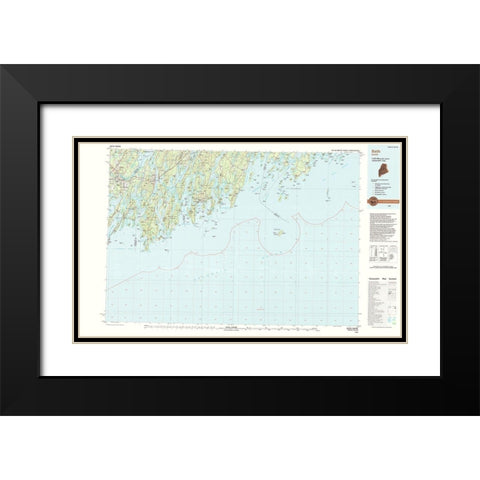 Bath Maine Quad - USGS 1985 Black Modern Wood Framed Art Print with Double Matting by USGS