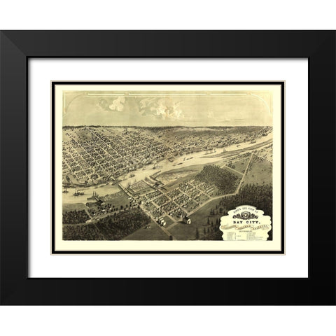 Bay City Michigan - Ruger 1867 Black Modern Wood Framed Art Print with Double Matting by Ruger